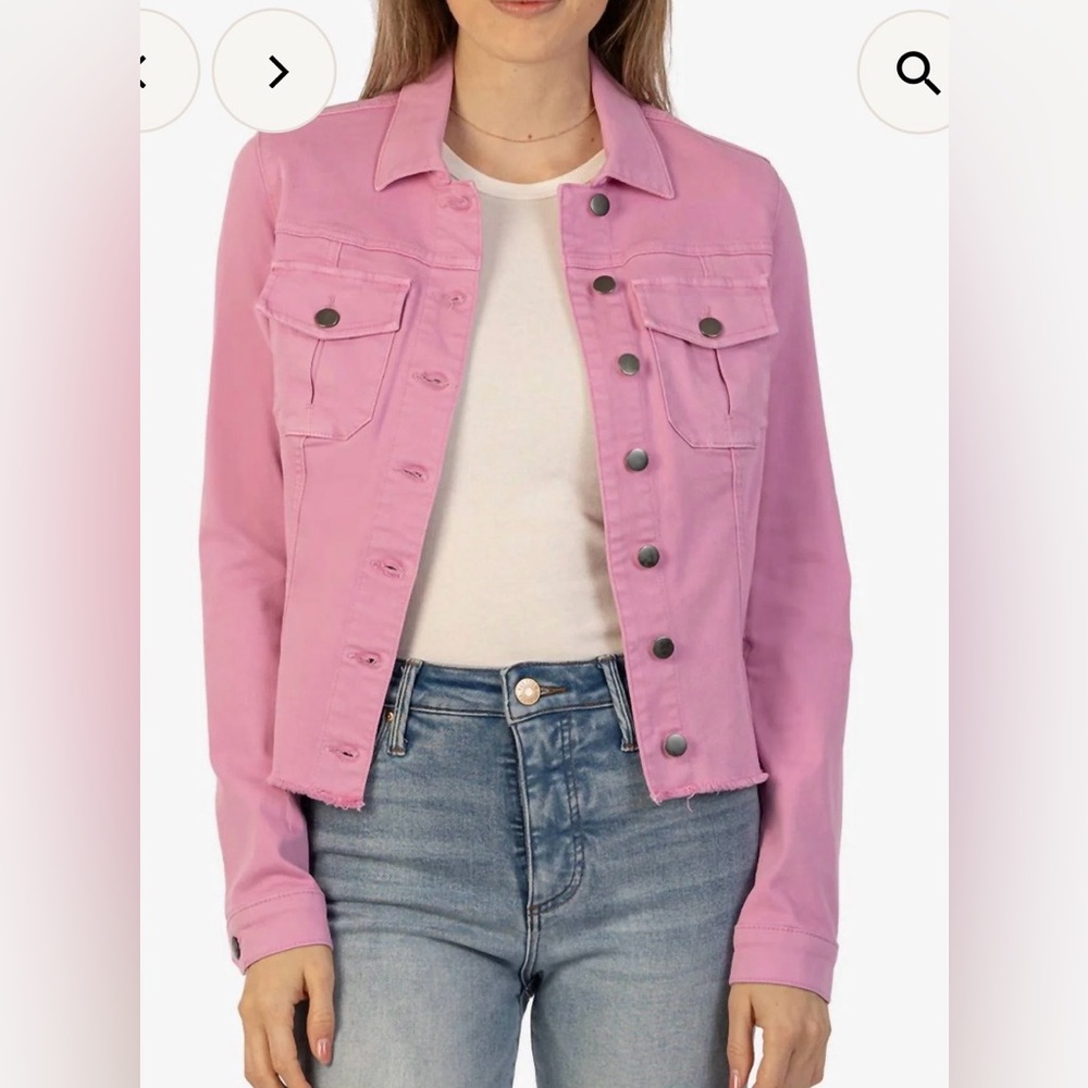 Kut from the Kloth Hot Pink Denim Jacket Sz XS